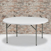 Flash Furniture 60" Plastic Round Folding Table - Granite White DAD-YCZ-154-GW-GG